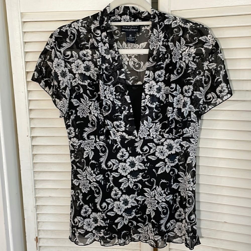 Separates By New York City Designs Co Floral Print Sheer Blouse